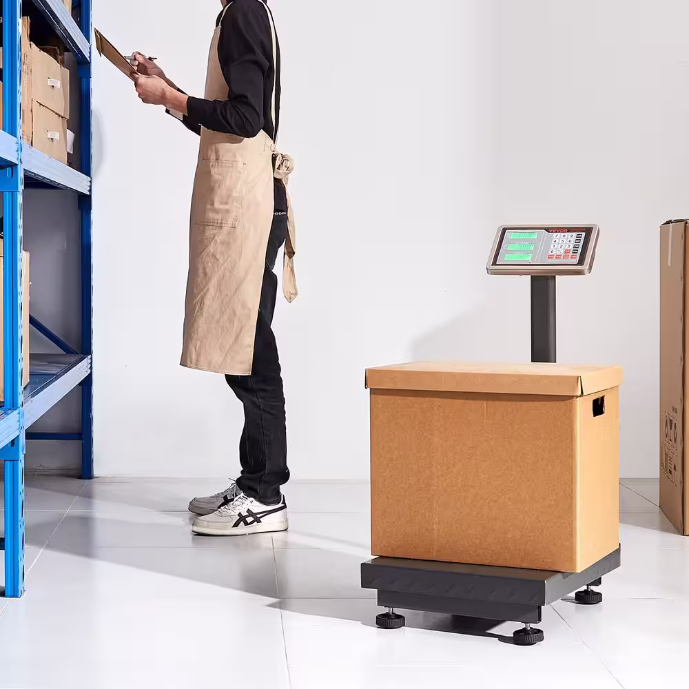 VEVOR Computing Digital Platform Scale 660 lbs. Load Stainless Steel Digital Scale High-Definition Display for Boxes, Luggages