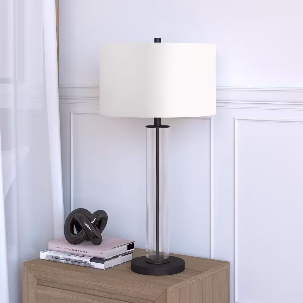 Meyer&Cross Harlow 29 in. Bronzed and Smoke Glass Table Lamp