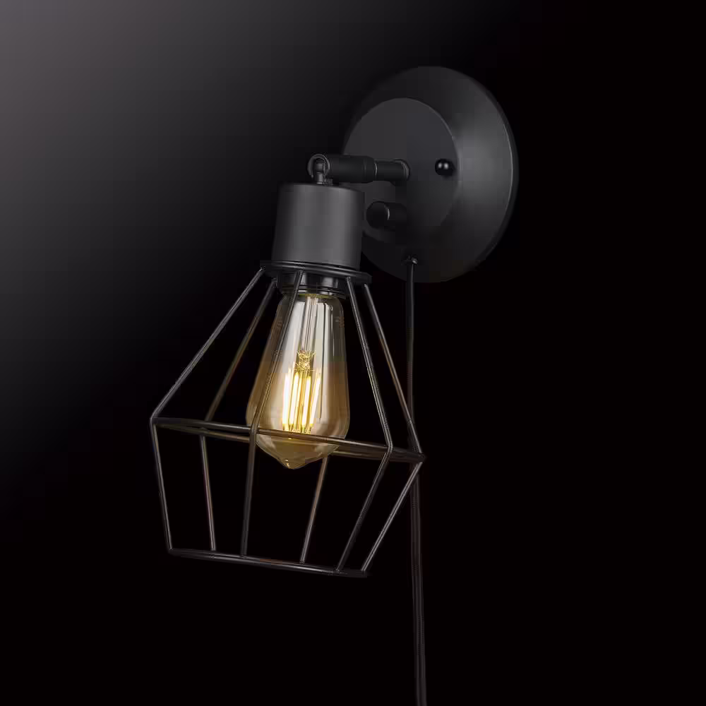 Hampton Bay Bryson 1-Light Matte Black Wall Sconce