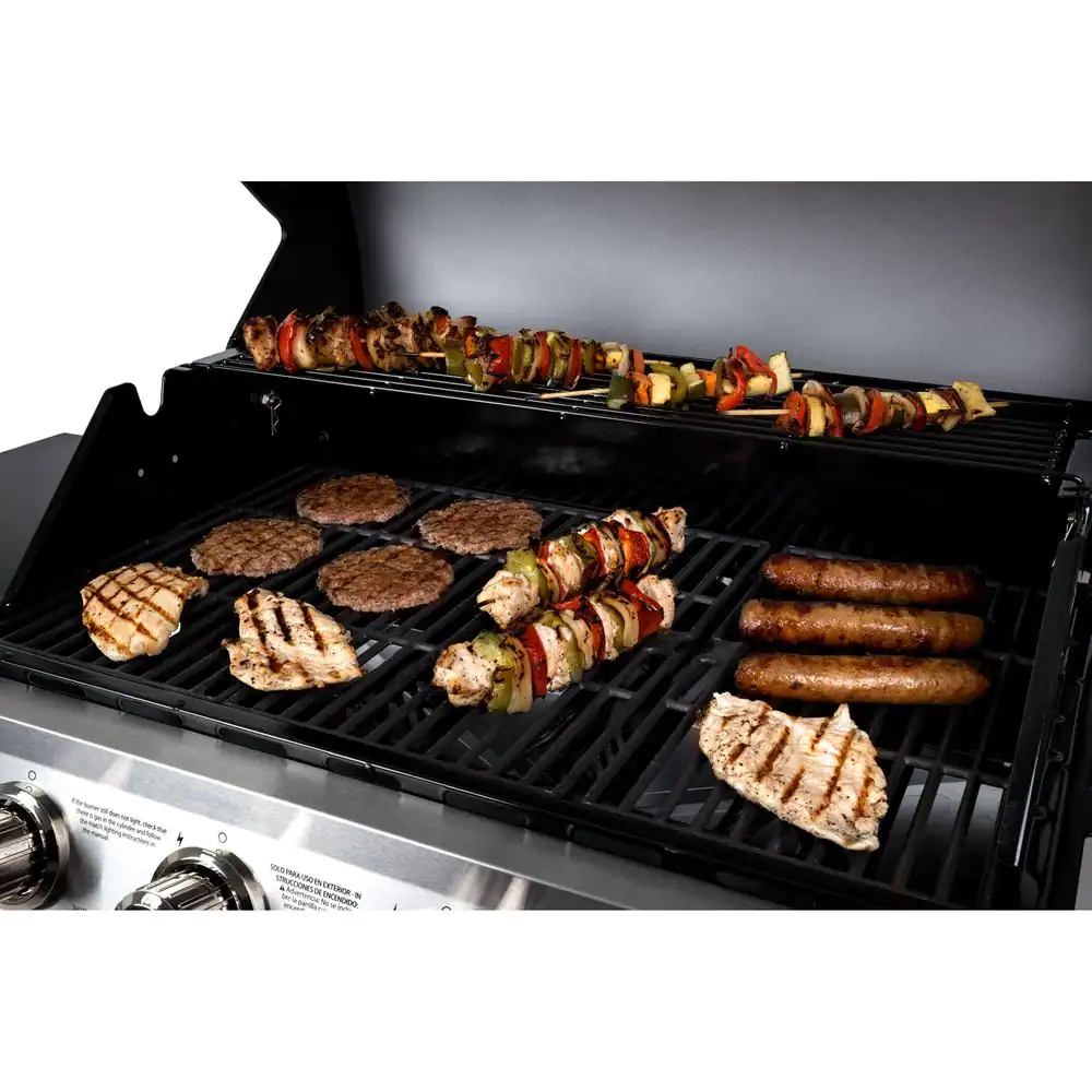 Dyna-Glo 5-Burner Open Cart Propane Gas Grill in Stainless Steel with Side Burner