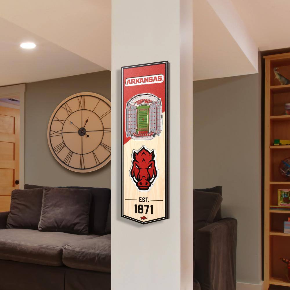 YouTheFan NCAA Arkansas Razorbacks 6 in. x 19 in. 3D Stadium Banner-Donald W. Reynolds Razorback Stadium