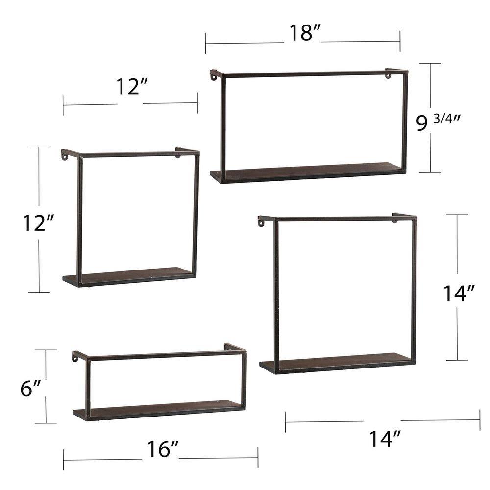 None Zyther 4.5 in. x 18 in. x 14 in. Black Metal Decorative Wall Shelves