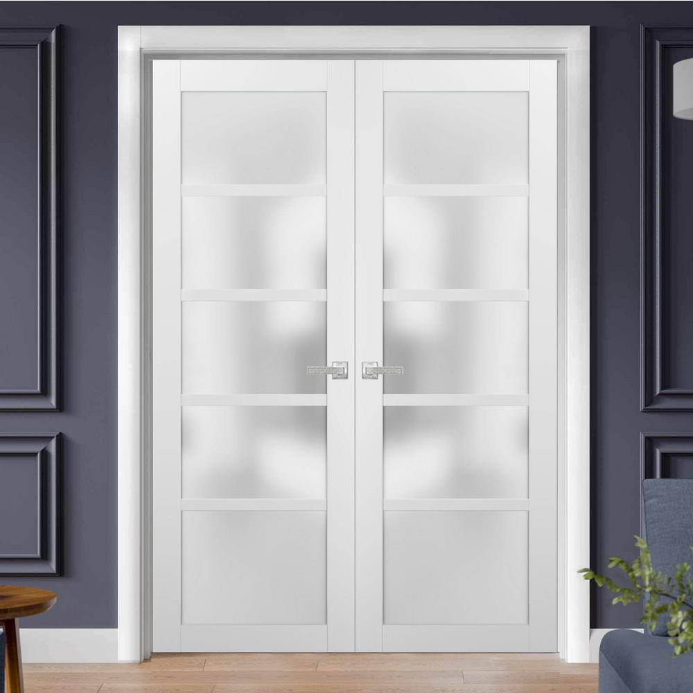 Sartodoors 60 in. x 84 in. Single Panel White Finished Pine Wood Interior Door Slab with Hardware