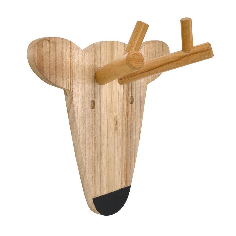 LITTLE LOVE BY NOJO Natural Deer Head with Antlers Wood Nursery Wall Decor