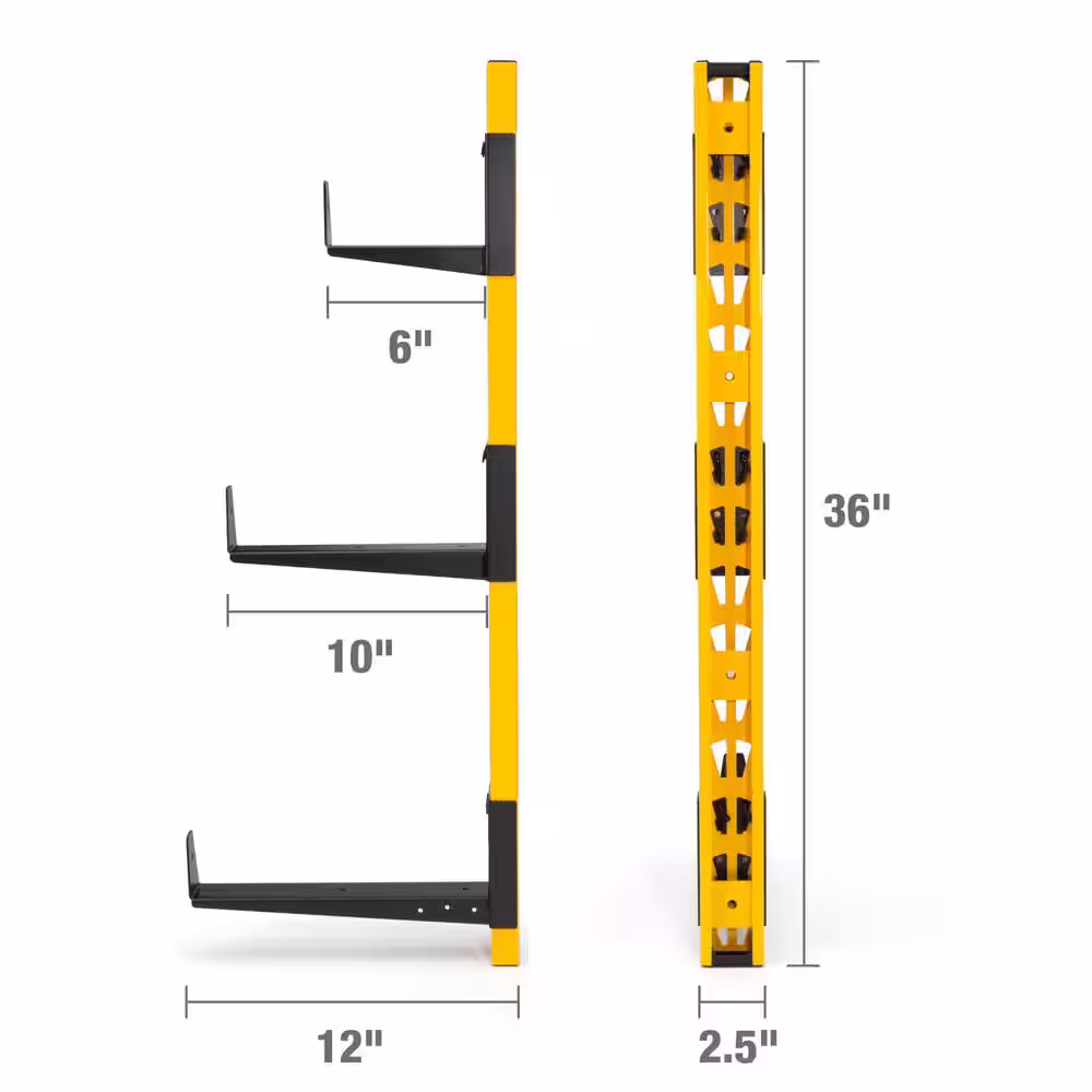 DEWALT 12 in. x 36 in. Steel Cantilever Storage Rack System in Black/Yellow (3-Pack)