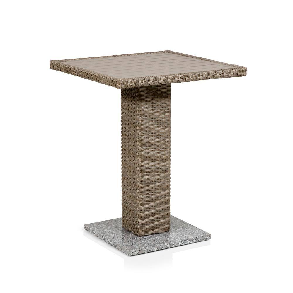 MUSE & LOUNGE Drava Natural Brown 3-Piece Metal Square Outdoor Bistro Set with Genuine Marble Base