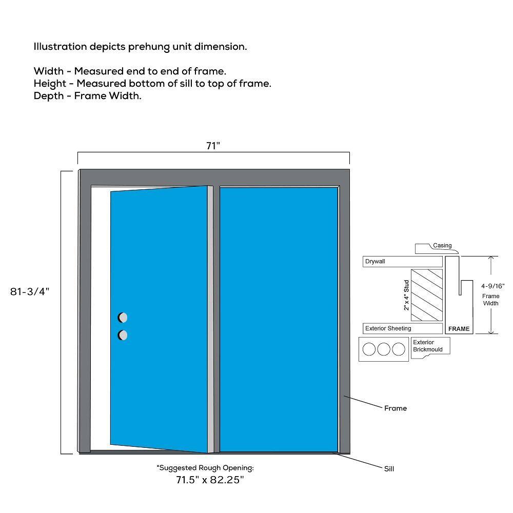 MMI Door 68 in. x 80 in. Clear Glass Primed Steel Prehung Right-Hand Inswing Full Lite Stationary Patio Door