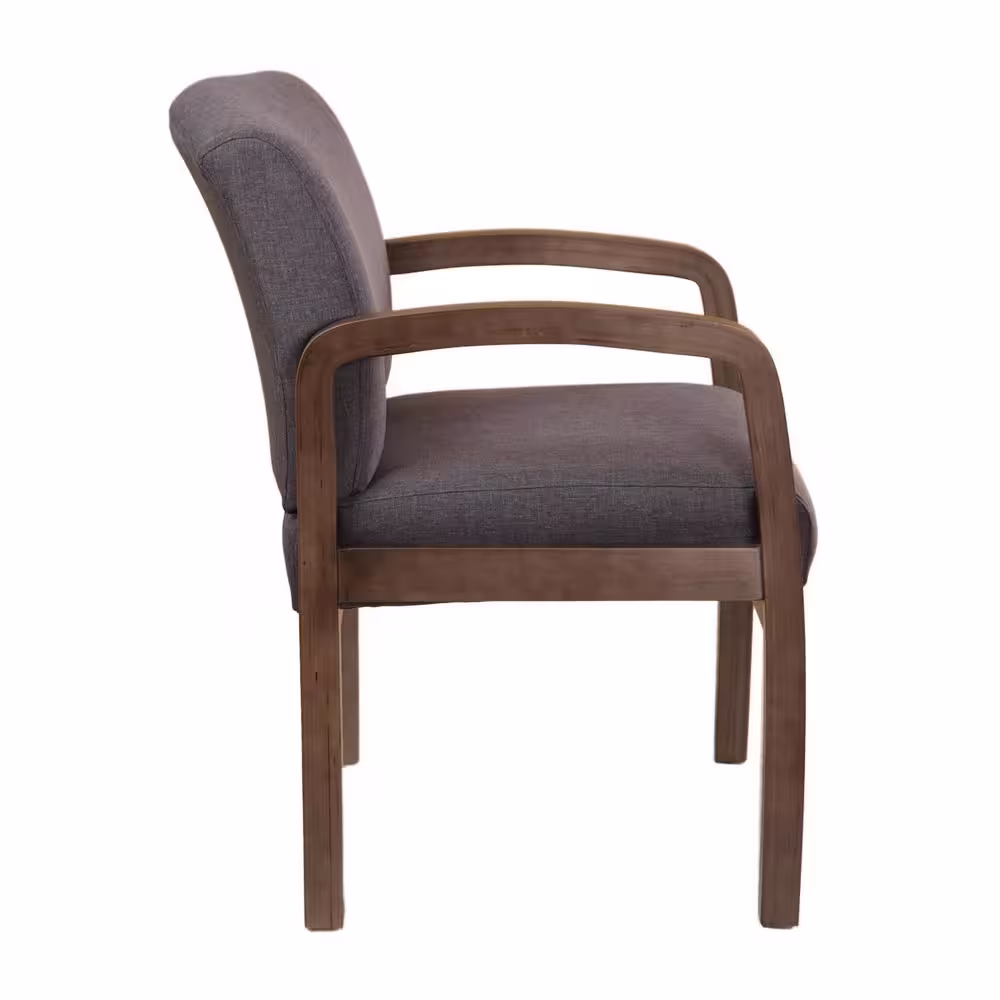 BOSS Office Products Grey Guest Chair with Driftwood Finish Frame