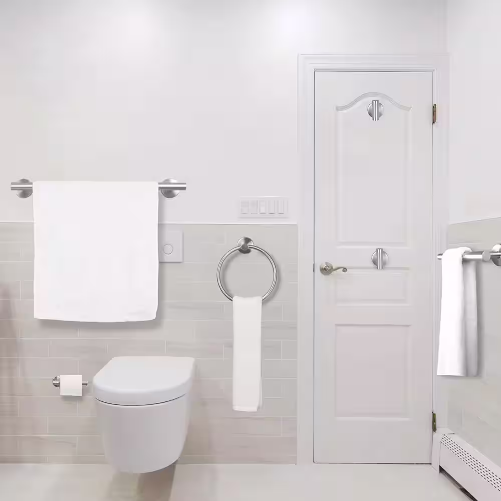 None 6-Piece Wall Mount Stainless Steel Bathroom Towel Rack Set in Brushed Nickel