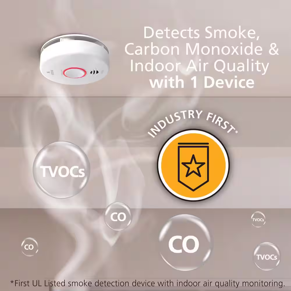 Kidde Kidde Smart Smoke Detector with Indoor Air Quality Monitor, Hardwired and Voice Alerts