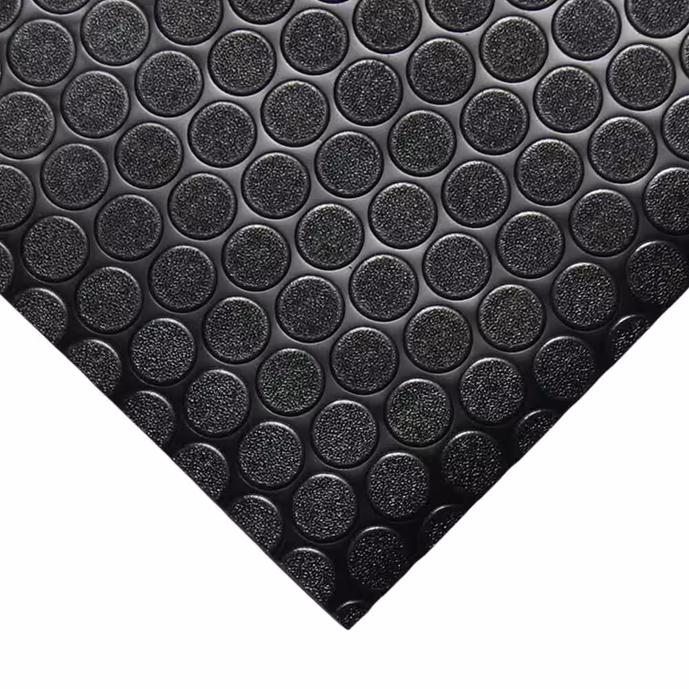 Rubber-Cal Coin Grip 4 ft. x 8 ft. Dark Grey Commercial Grade PVC Flooring