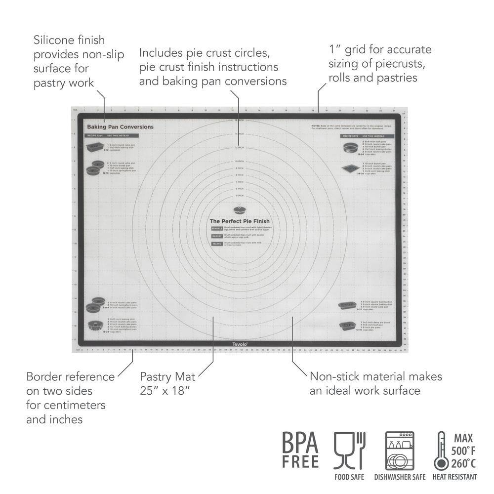 Spectrum 25 in. x 18 in. TrueBake Sil Pastry Mat with Reference Marks for Baking