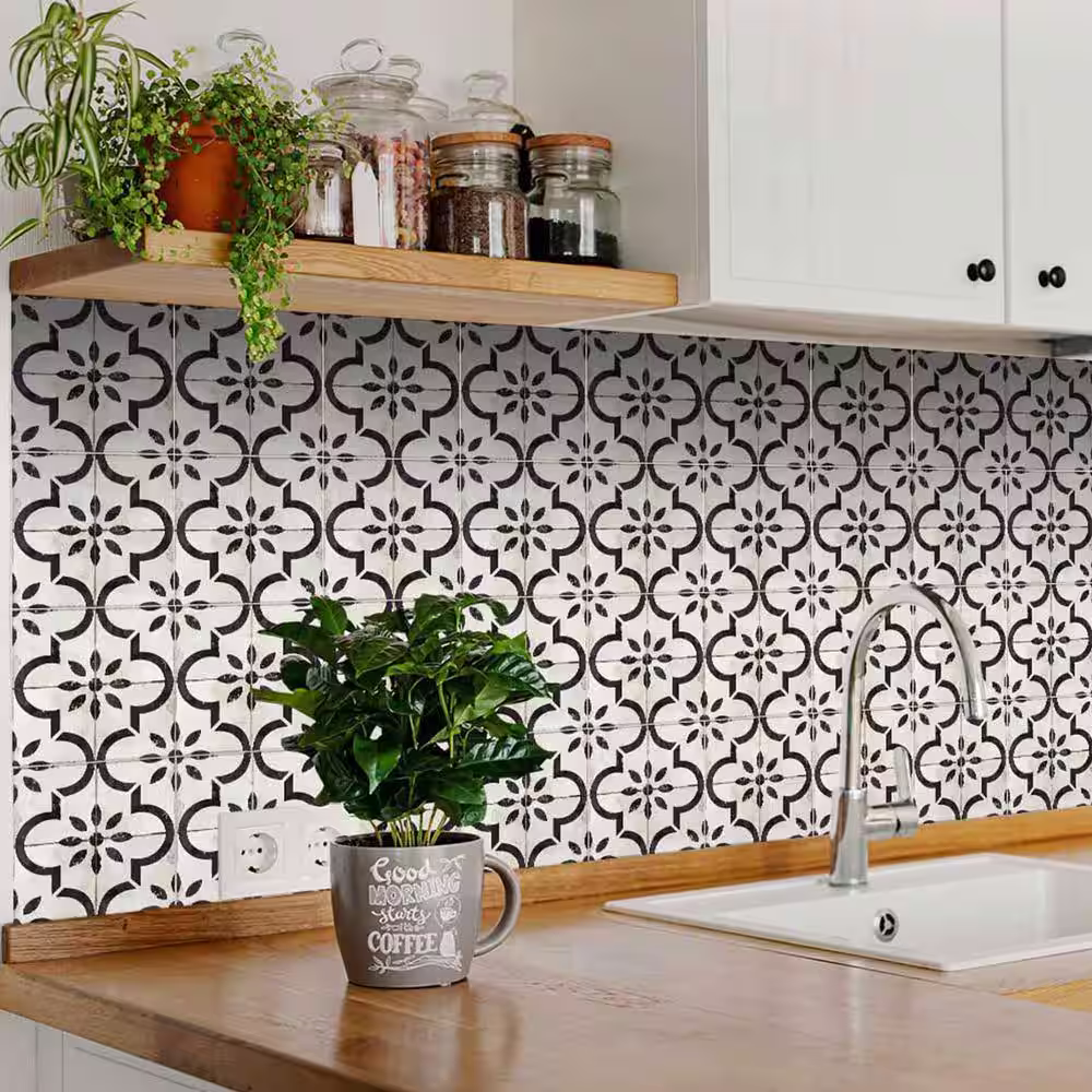 None White and Black R41 12 in. x 12 in. Vinyl Peel and Stick Tile (24 Tiles, 24 sq.ft./pack)