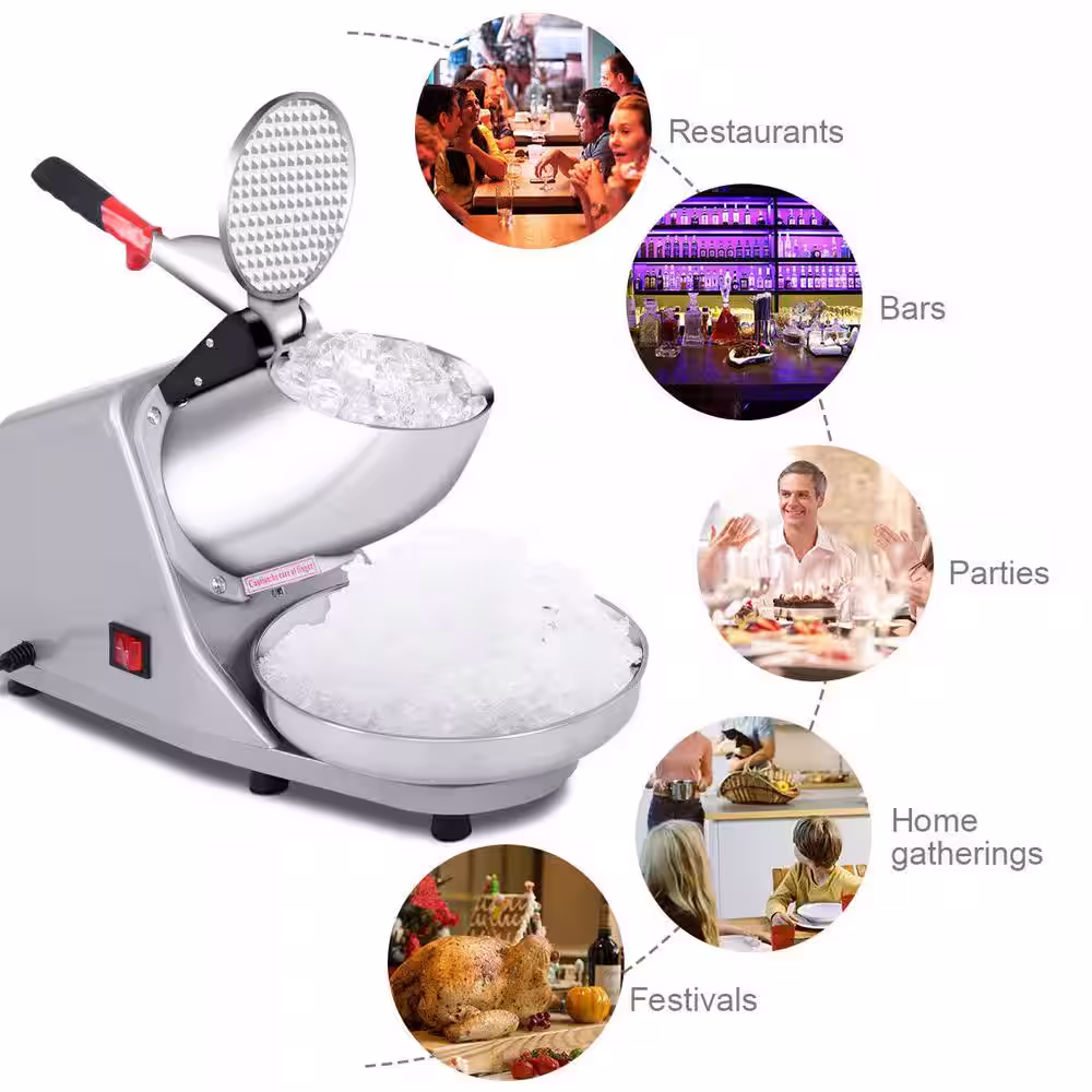 Costway Electric Ice Crusher Shaver Machine 2288 oz. Snow Cone Maker Shaved Ice 143 lbs. in Silver