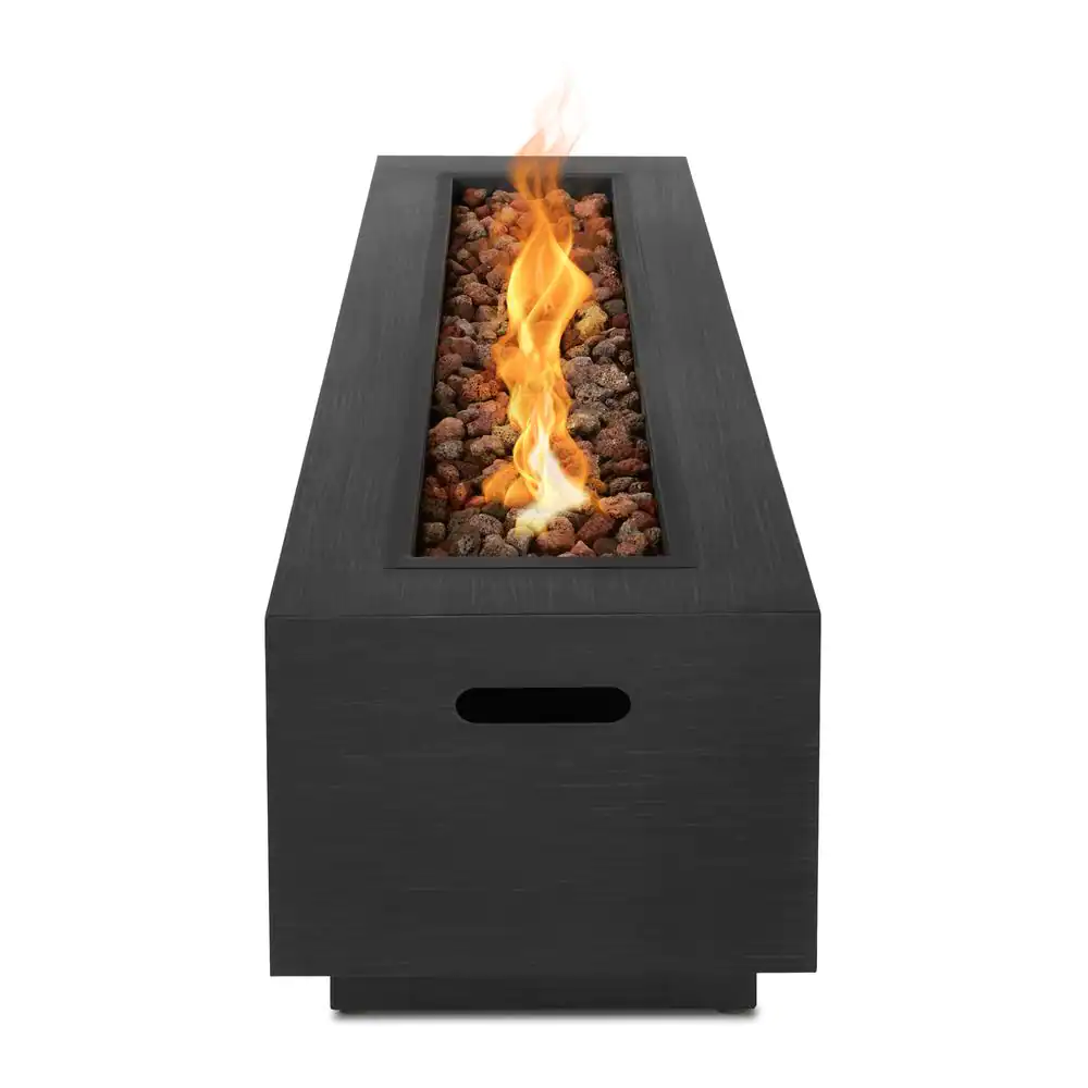 Real Flame Lanesboro 48 in. x 15 in. Rectangle Powder Coated Iron Propane Fire Pit Table in Gray with NG Conversion Kit