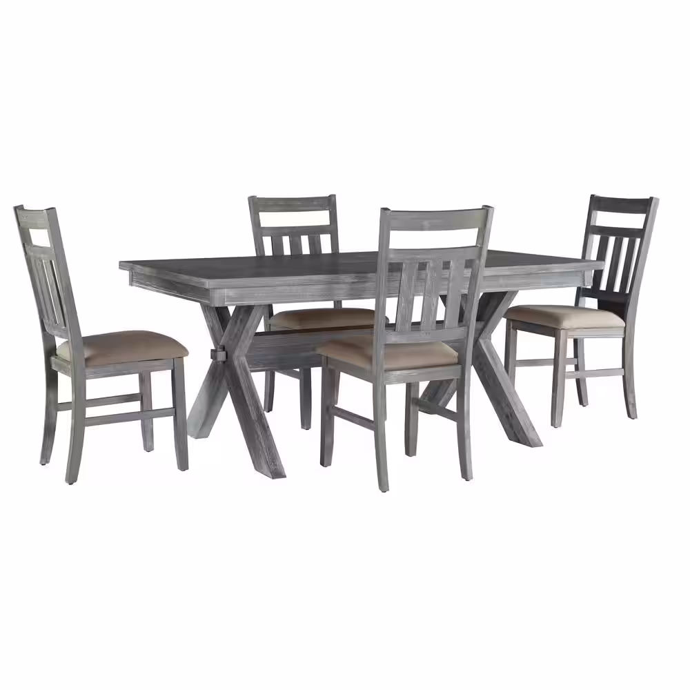Powell Company Krause Weathered Grey Oak Veneer 6-Piece Dining Set