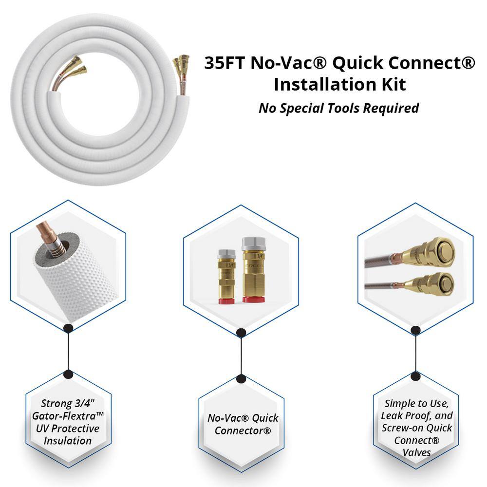 MRCOOL DIY Universal 48000 BTU 18 SEER R410A Split System Heat Pump with 15 ft. NoVac Install Kit and 5kW HeatKit-208/230-Volt