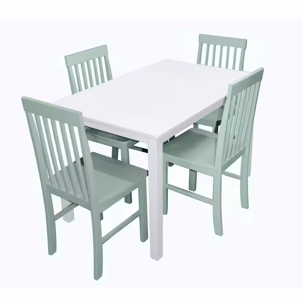 Walker Edison Furniture Company 5-Piece Modern Farmhouse Dining Room Set - Solid White/Sage