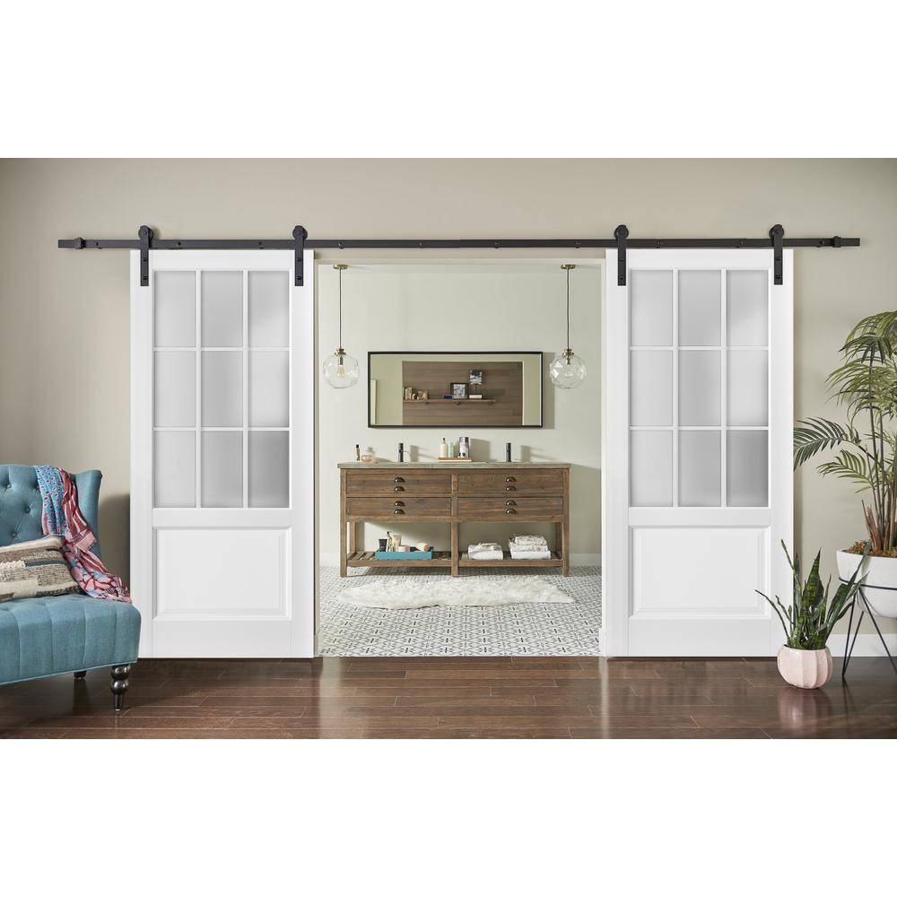 Sartodoors 3309 42 in. x 80 in. Solid Core 3/4-Lite Frosted Glass White Finished Wood Interior Door Slab