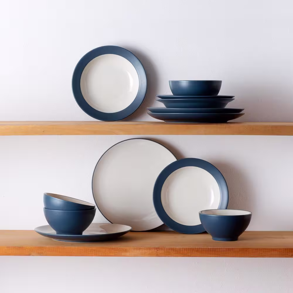 Noritake Colorwave Blue Stoneware 12-Piece Coupe Set, Service For 4