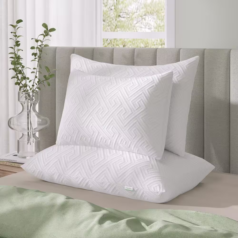 Novilla Shredded Gel Memory Foam Medium Firm Support Pillow Washable Cover Queen Size Pillows For Deep Sleep