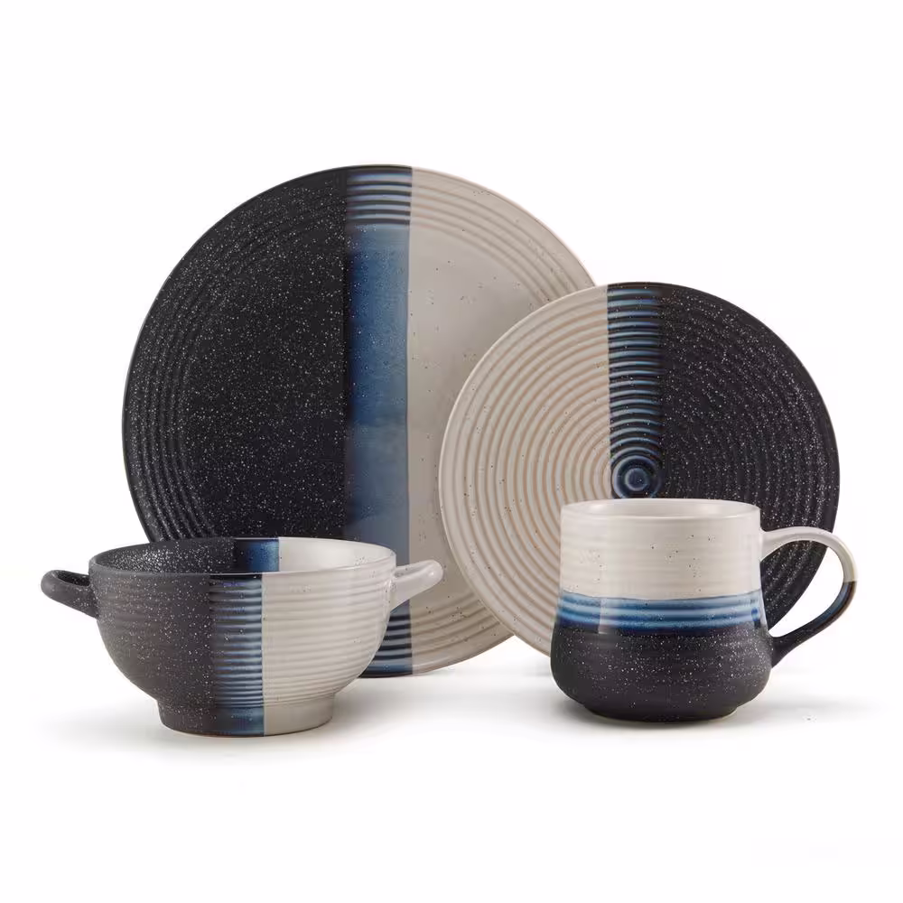 Pfaltzgraff 16 Piece Jaxon Multicolored Stoneware Dinnerware Set, Service For 4