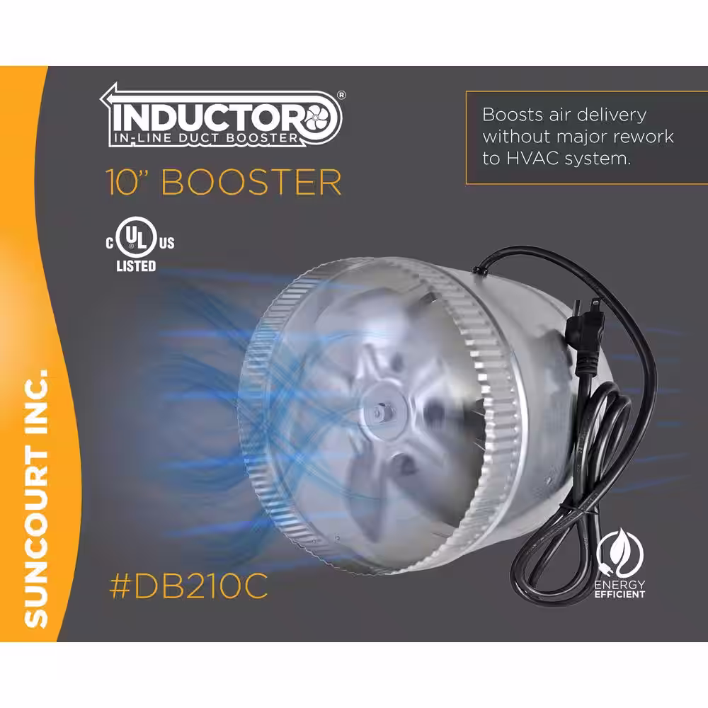 Suncourt Inductor 10 in. Corded In-Line Duct Fan