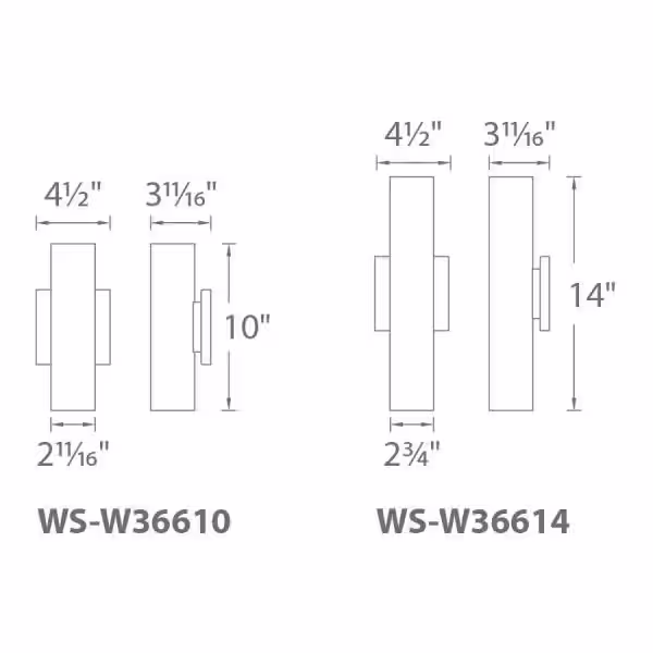 WAC Lighting Caliber 14 in. Black Integrated LED Outdoor Wall Sconce, 3000K