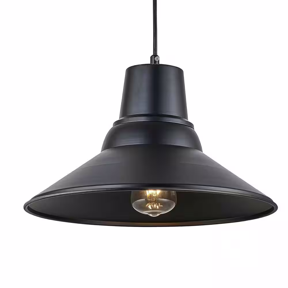 None 1-Light Black Outdoor Pendant Light