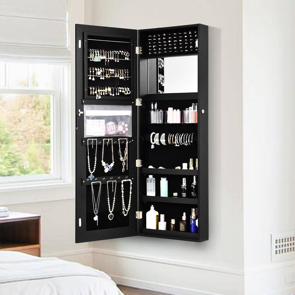 Costway Wall and Door Mounted Jewelry Box Cabinet Lockable Storage Organizer