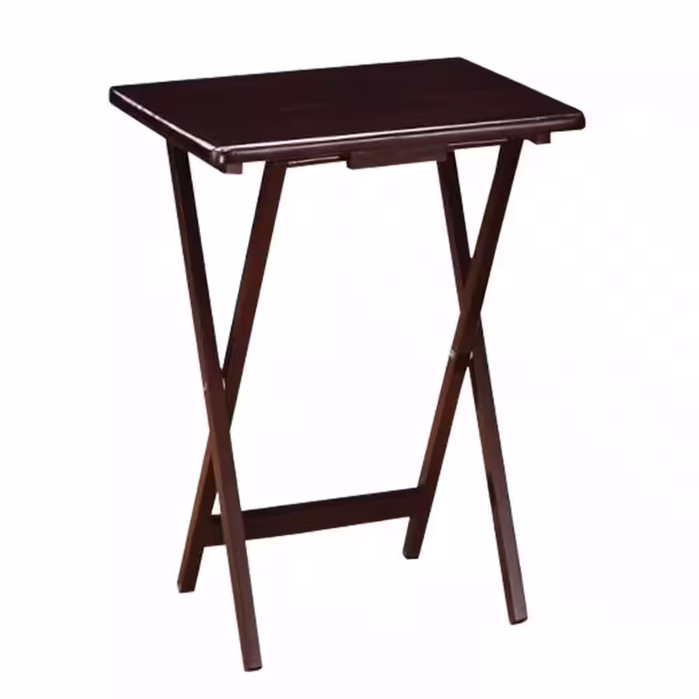 Benjara 14.75 in. W Brown 5-Piece Rectangular Wooden Tray Folding Table Set