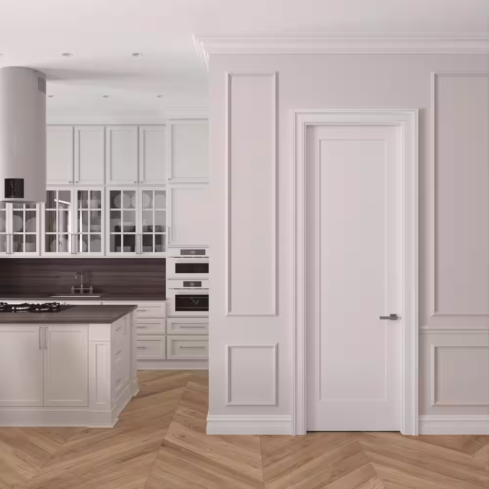 RESO 36 In.  x 96 In. Right-Handed Solid Core Primed White Composite Single Pre-hung Interior Door Oil Rubbed Bronze Hinges