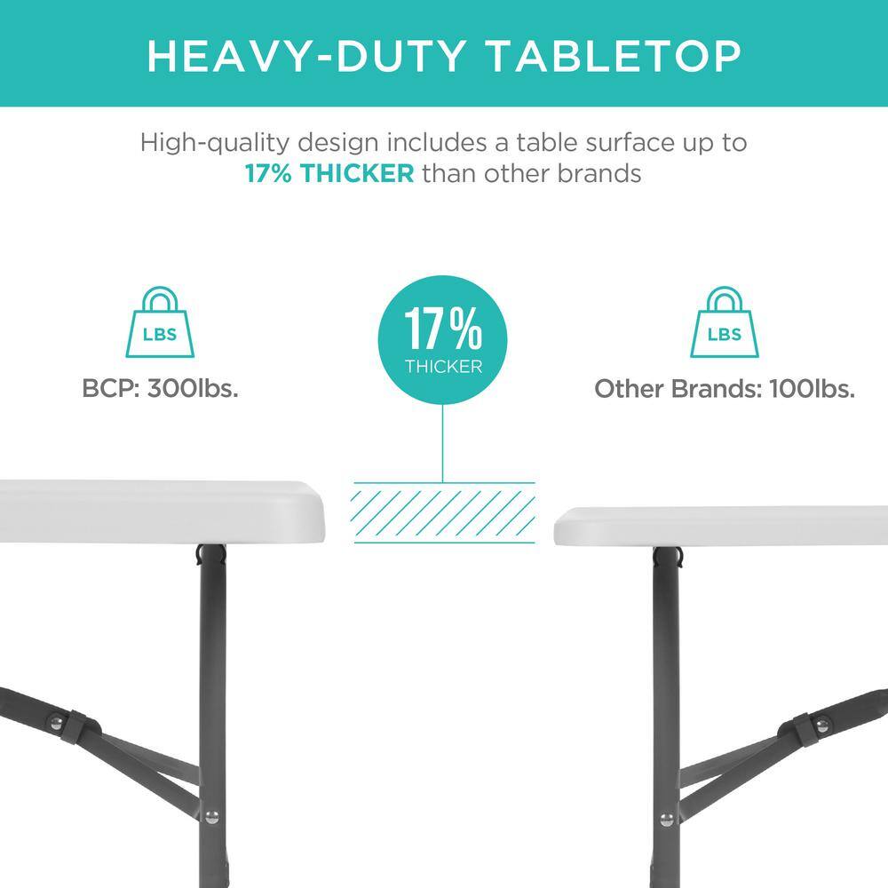 Best Choice Products 6 ft. Plastic Folding Picnic Table, Indoor Outdoor Heavy-Duty Portable with Handle, Lock