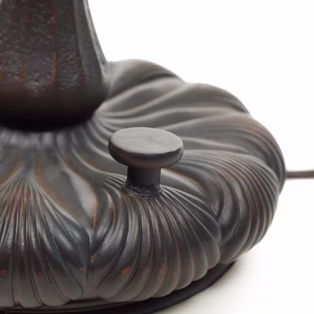 River of Goods Seamus 20.25 in. Antique Bronze and Multi-Color Tiffany-Style Nautilus Stained Glass Table Lamp