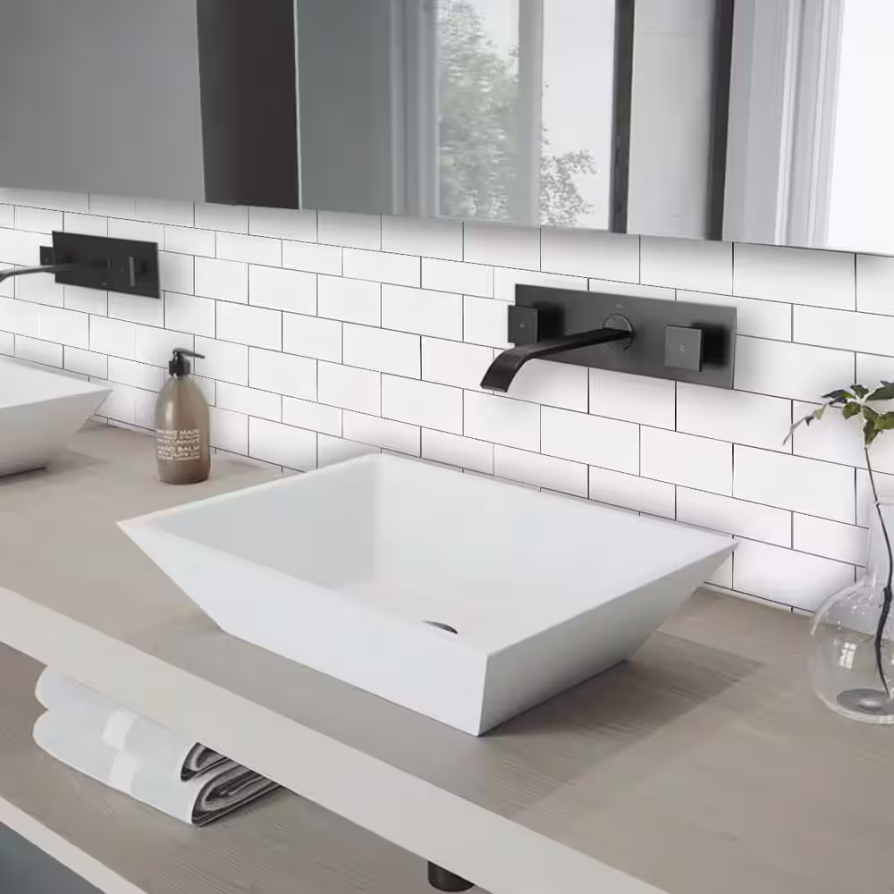 MURELLA White Subway 12 in. x 12 in. SPC Peel and Stick Backsplash Tile (1 sq. ft./pack)