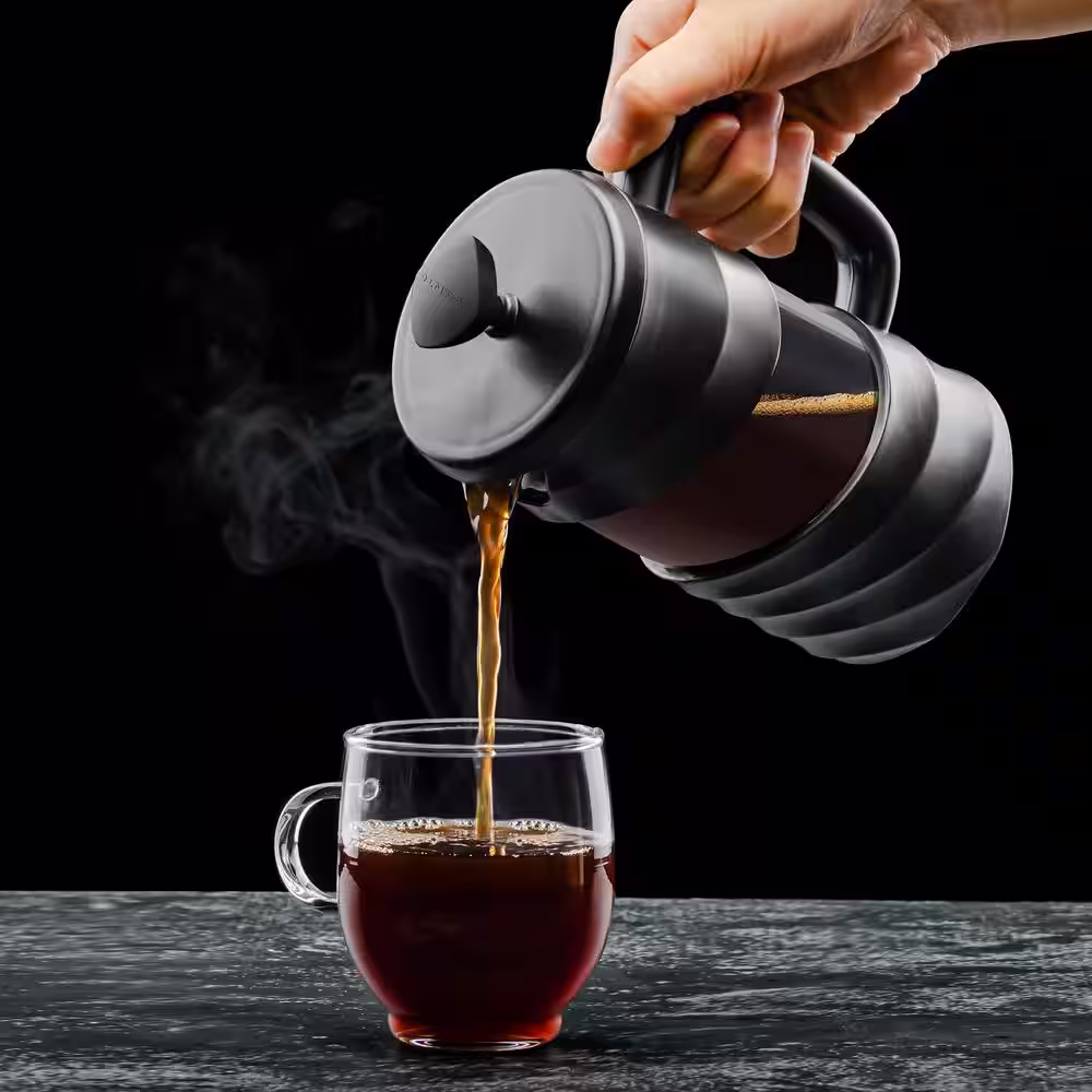 OVENTE 2.5 Cup Black French Press Coffee Maker with 4-Level Mesh Filter