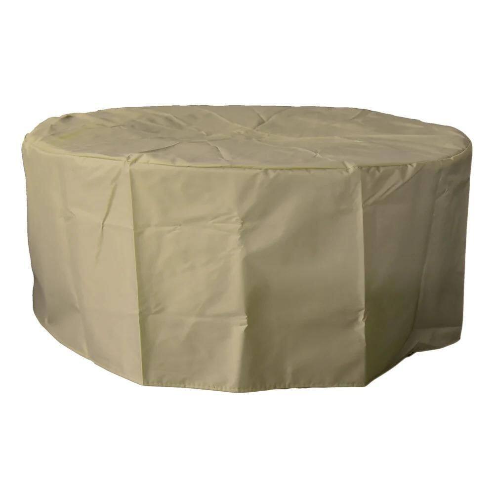 ENVELOR:Envelor Modeno Venice 34 in. x 34 in. Round Concrete Propane Fire Pit Table with Electronic Ignition Cover and Lava Rock