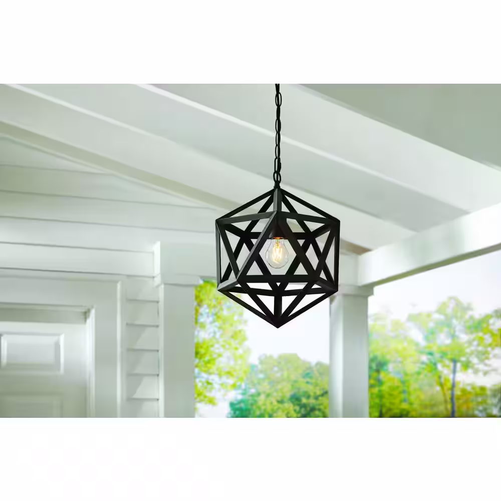 Hampton Bay 1-Light Bronze Outdoor Pendant Light Bulb Included (2-Pack)