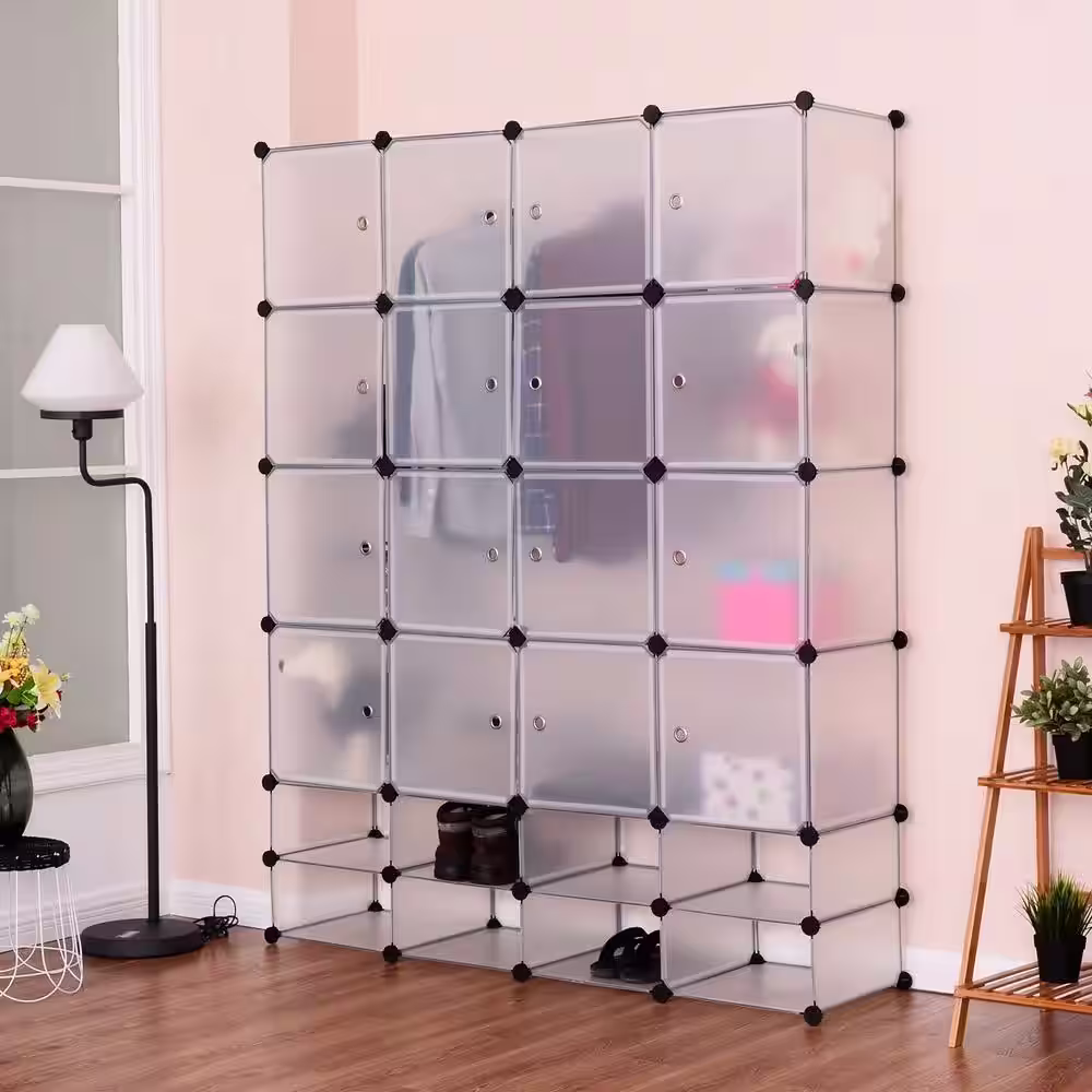 Boyel Living White Steel Portable Closet  Rack 58 in. W x 72 in. H