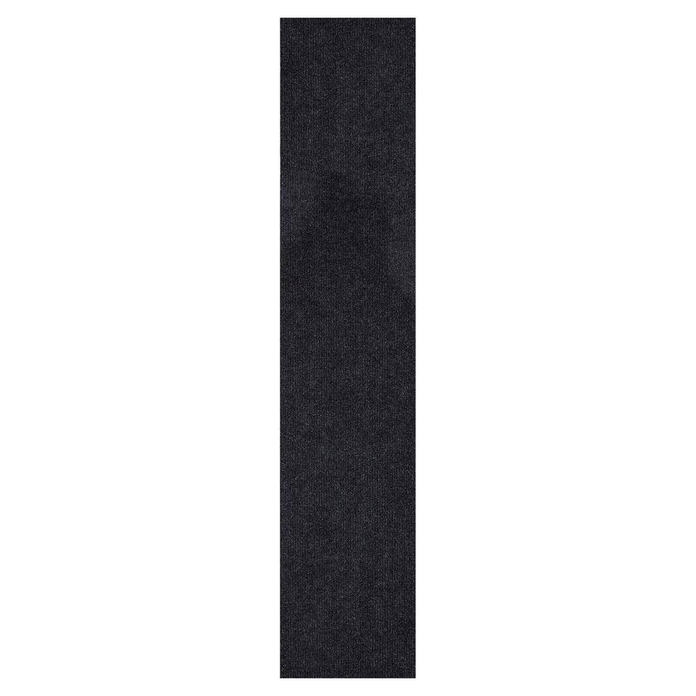 Sweet Home Stores Ribbed Waterproof Non-Slip Rubberback Runner Rug 2 ft. 7 in. W x 29 ft. L Black Polyester Garage Flooring