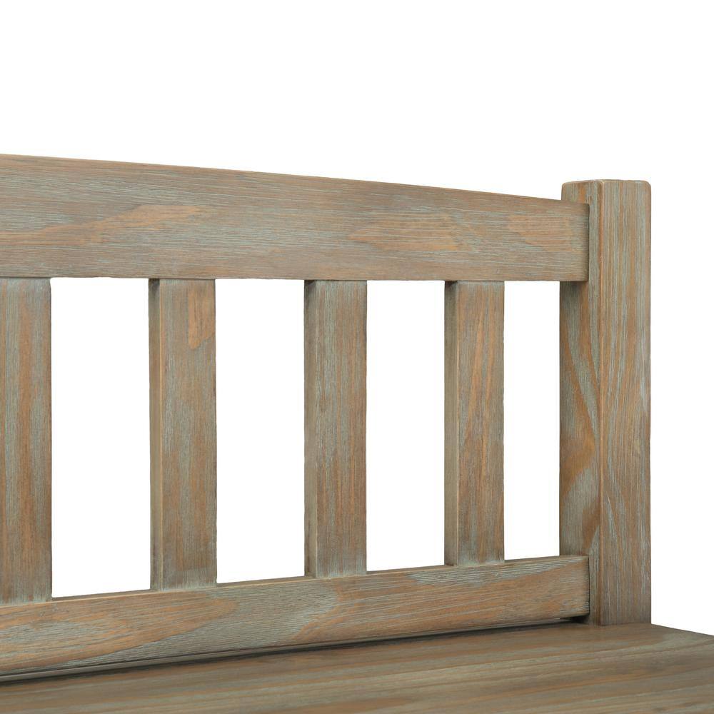 Simpli Home Burlington Solid Wood 42 in. Wide Transitional Entryway Storage Bench with Drawers in Distressed Grey