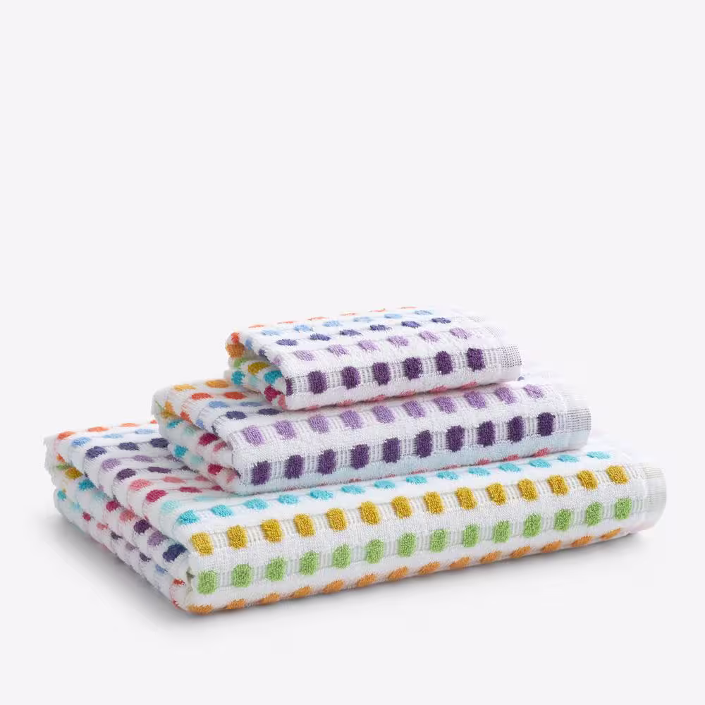 The Company Store Spectrum White Geometric Cotton Bath Sheet