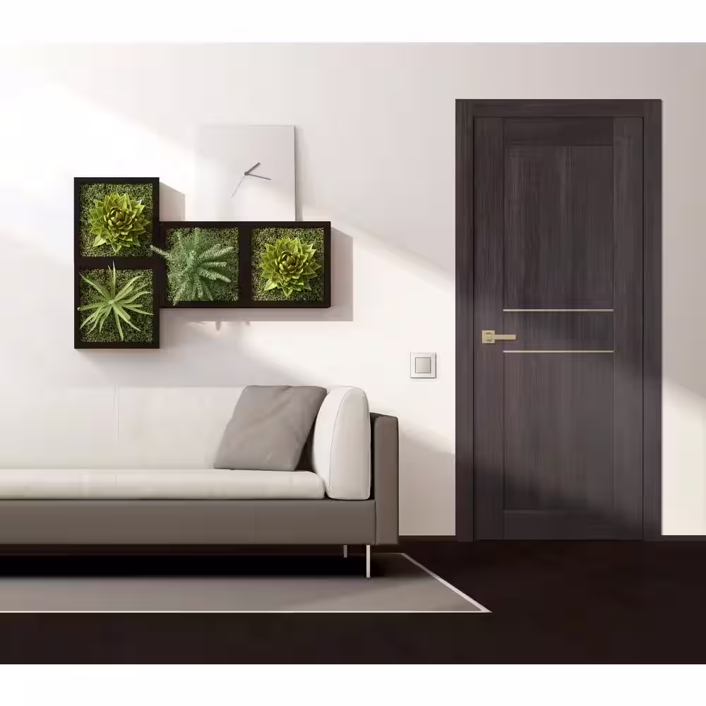 Belldinni Vona 07 2HN Gold 32 in. x 80 in. Right-Handed Solid Core Veralinga Oak Textured Wood Single Prehung Interior Door