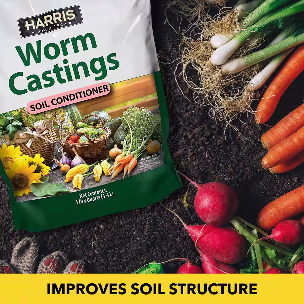 Harris 8 Qt. Premium Horticultural Vermiculite for Indoor Plants and 4 Qt. Worm Castings Premium Soil Conditioner