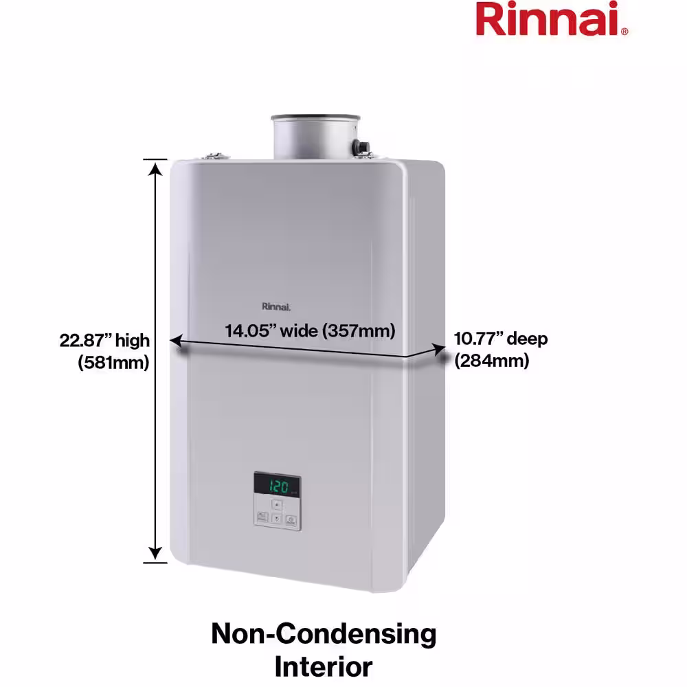 Rinnai High Efficiency Non-Condensing 6.6 GPM Residential 160,000 BTU Interior Propane Gas Tankless Water Heater
