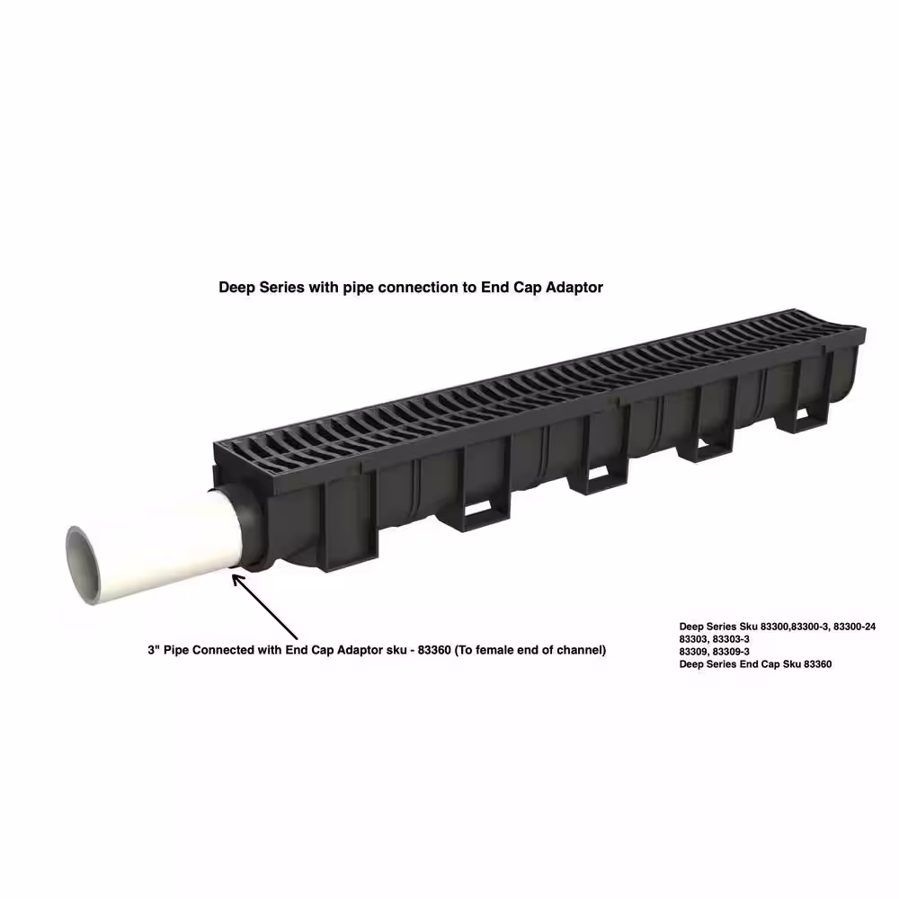 U.S. TRENCH DRAIN Deep Series Black Slim Drainage Pit and Catch Basin for Modular Trench and Channel Drain Systems