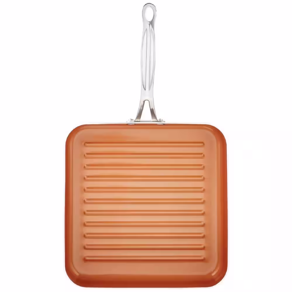 Gotham Steel 10.5 in. Aluminum Ti-Ceramic Non-Stick Square Grill Pan