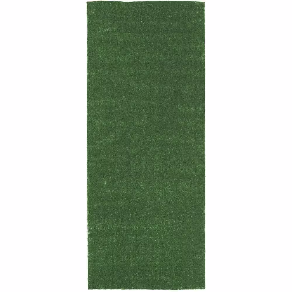 Sweet Home Stores Meadowland Collection Waterproof Solid Indoor/Outdoor 3 ft. x 29 ft. Green Artificial Grass Runner Rug