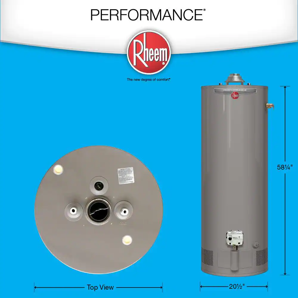 Rheem Performance 50 Gal. Tall 6 Year 38,000 BTU Natural Gas Tank Water Heater