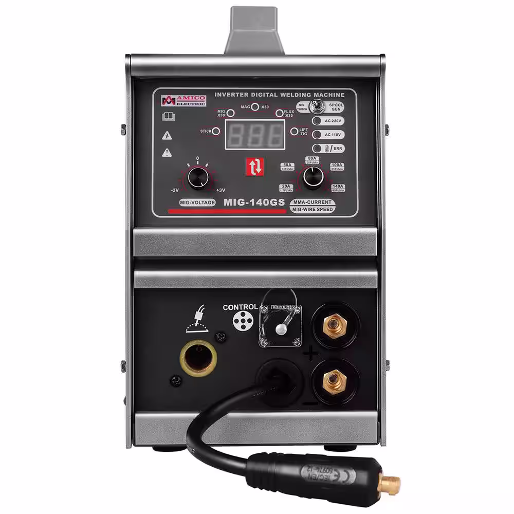 AMICO POWER 140-Amp MIG/MAG/Lift-TIG/Stick Arc Combo Welder, 100% Duty Cycle, Compatible Spool Gun SPG15180 Weld Aluminum